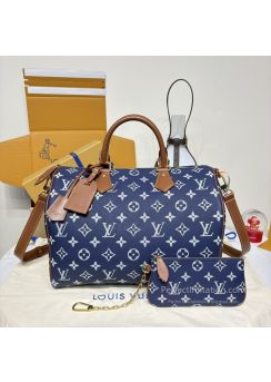 LV Speedy P9 Bandoulière 30 H40 - Leather Goods and Travel Signature Print blue