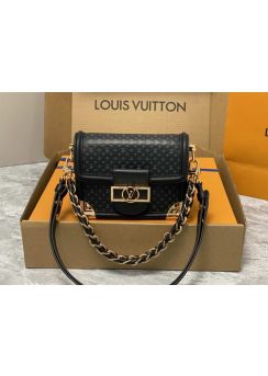 Louis Vuitton Dauphine Mini Flap Shoulder Bag Black Monogram Embossed Leather M22597 