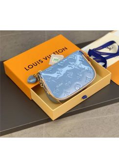 Louis Vuitton Valentines Day Mini Pochette Accessoires Lollipop Blue Monogram Vernis Patent Leather M81940 
