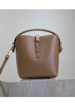 Saint Laurent LE 37 Small Grey Smooth Leather Top Handle Crossbody Bag 749036 