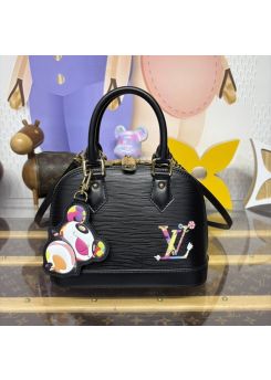 lv-black-ribbed-graphic-dome-bag-pilvj01306-01