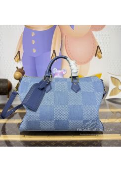 lv-blue-checked-twin-handle-zip-bag-pilvj01627-01