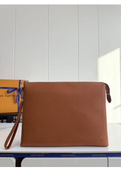 lv-brown-textured-wristlet-pouch-pilvj01216-01
