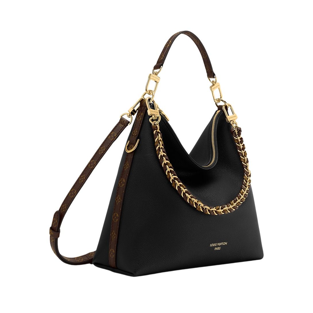 Angled side view of the black Louis Vuitton Multipass M29195 bag